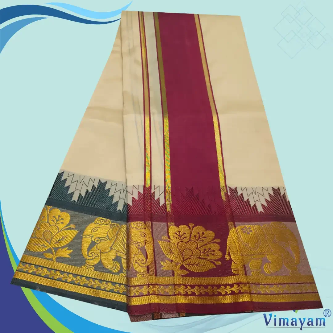 Beige Soft Silk Premium Quality Dhoti Towel 2