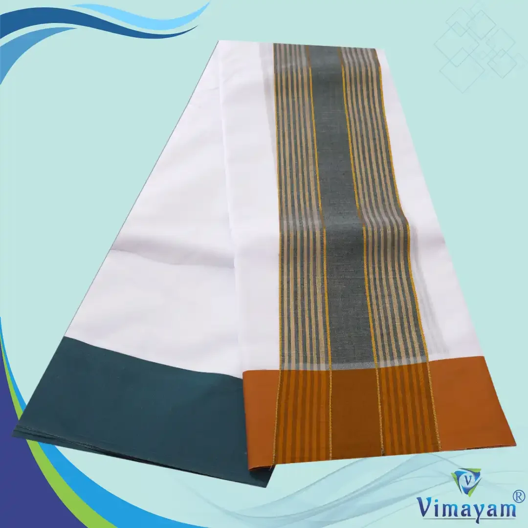 Double Colour Special White Vaishnava Dhoties 9X5 3