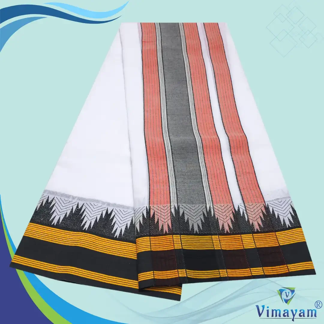 Black Border Seer Special Zarigai White Vaishnava Dhoties 9X5 2