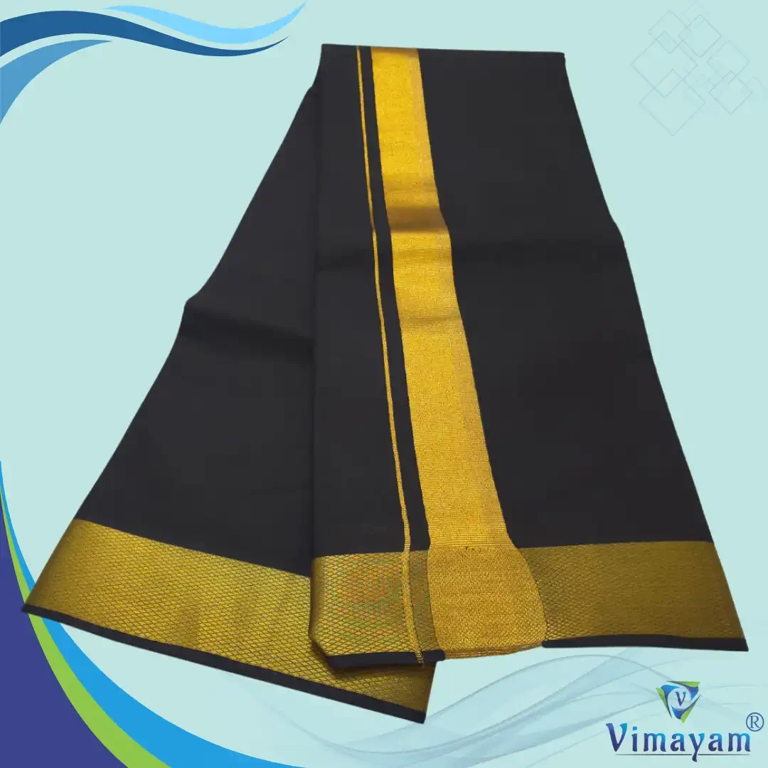 Black Color Dhoti with Golden Zari Border 2