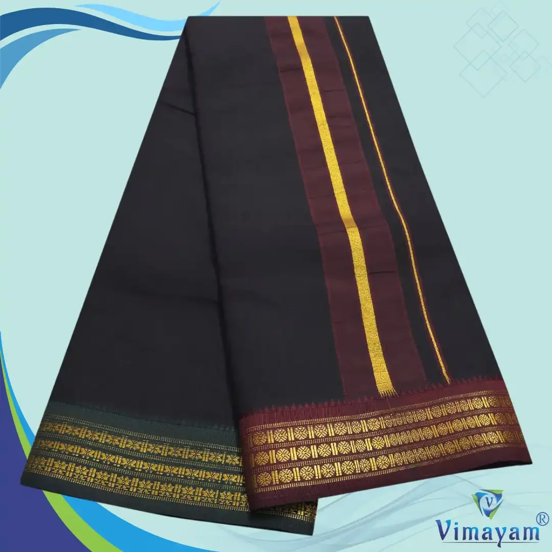 Black Color Dhoti with Udraj/Coin Border Dhoti 2
