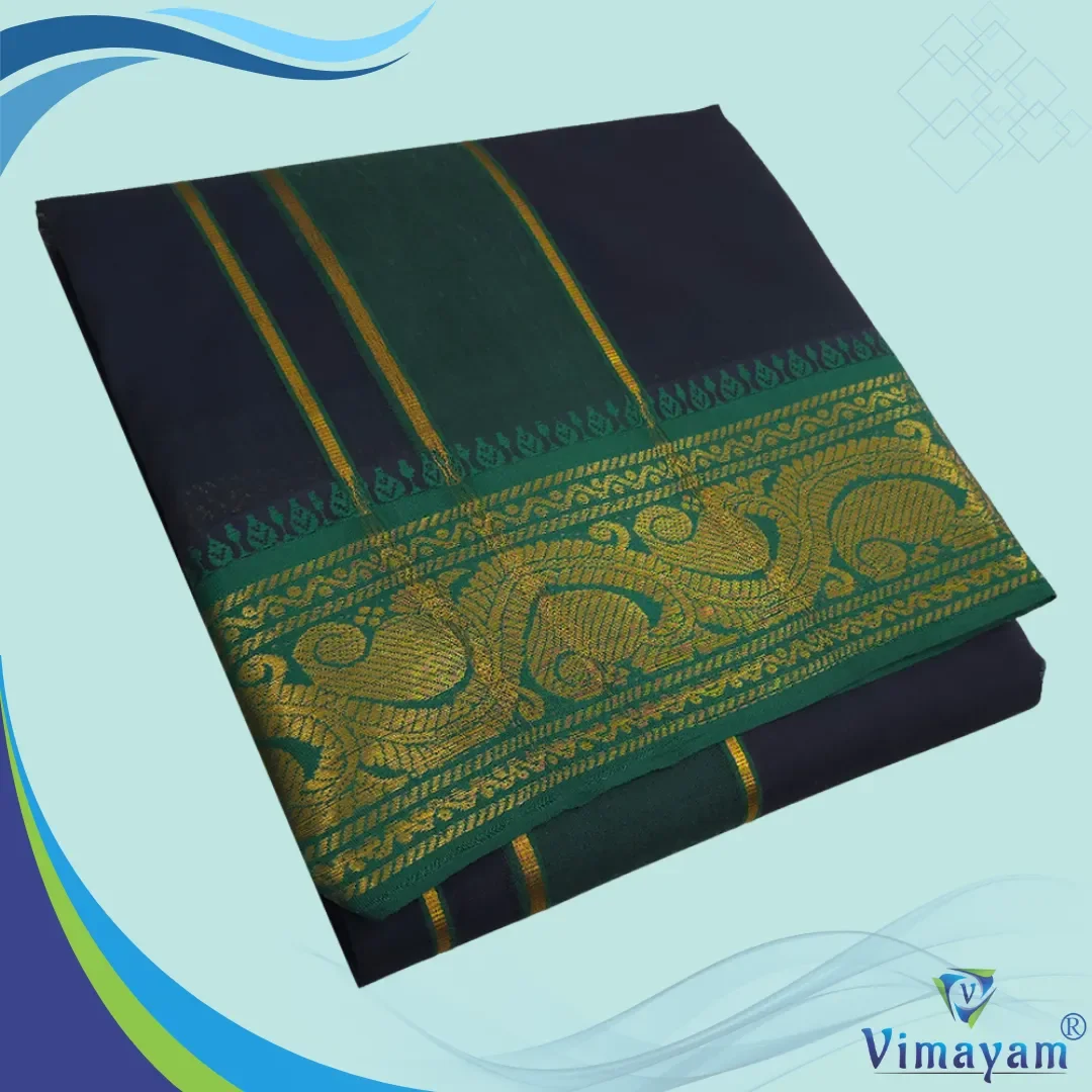 Black Color Premium Cotton 5 Inch Designed Border Dhoti