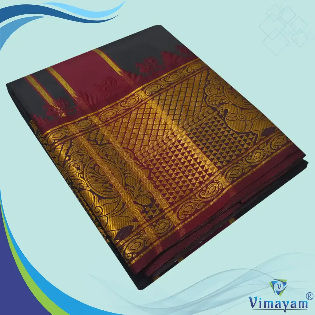 Black Colour Soft Silk 9 Inch Border(Assorted Border designs)