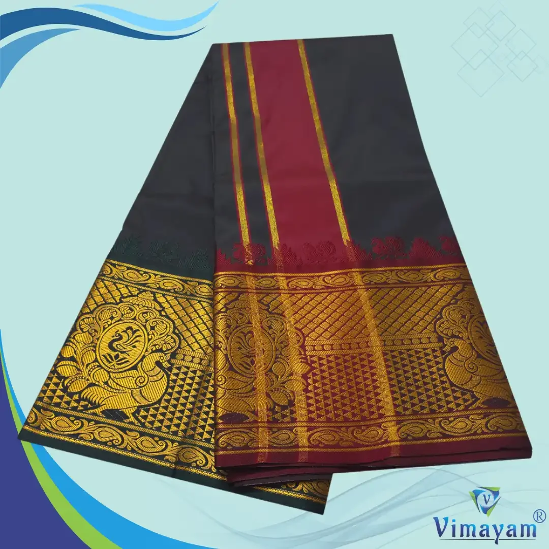 Black Colour Soft Silk 9 Inch Border(Assorted Border designs) 2