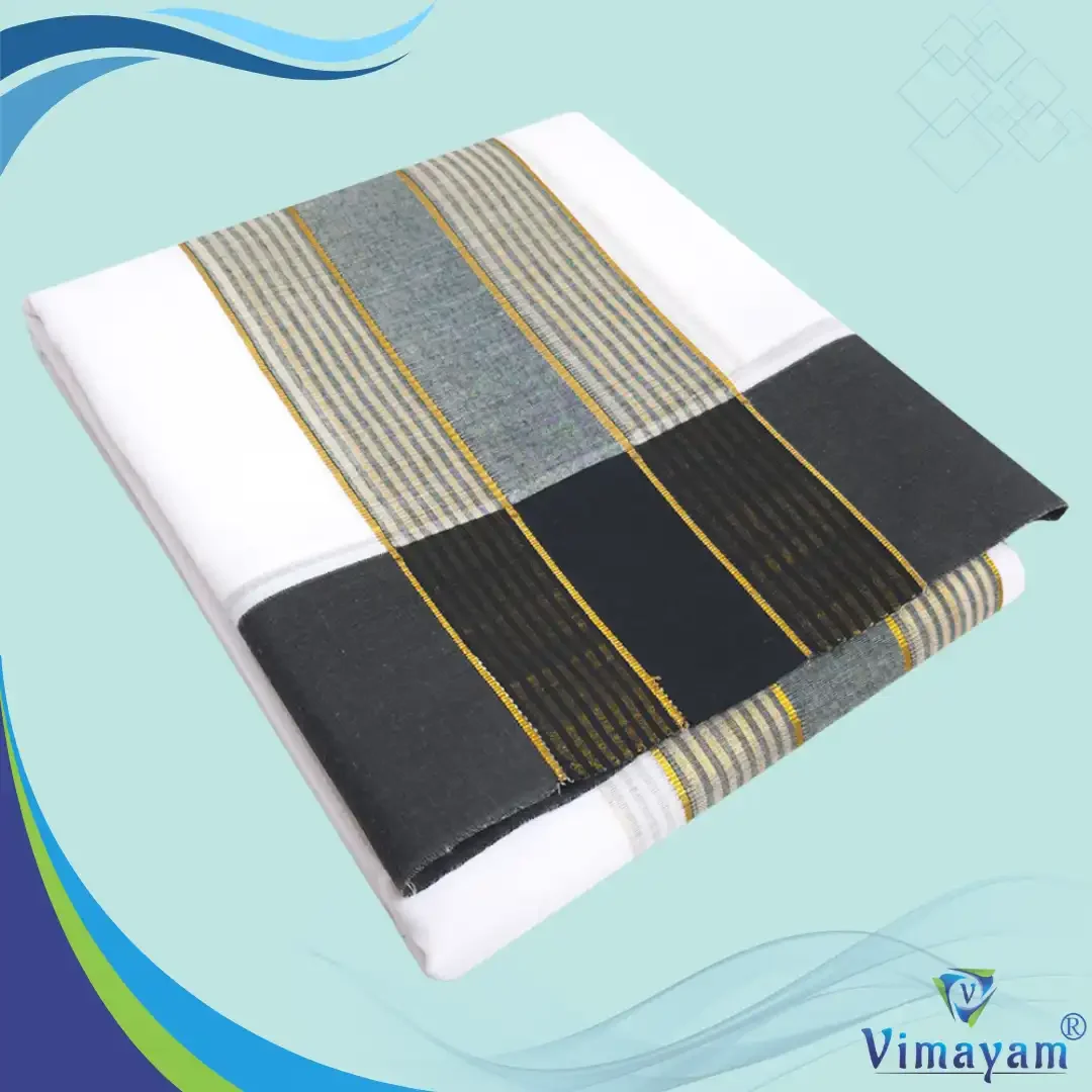 Black Border Special White Vaishnava Dhoties 9X5