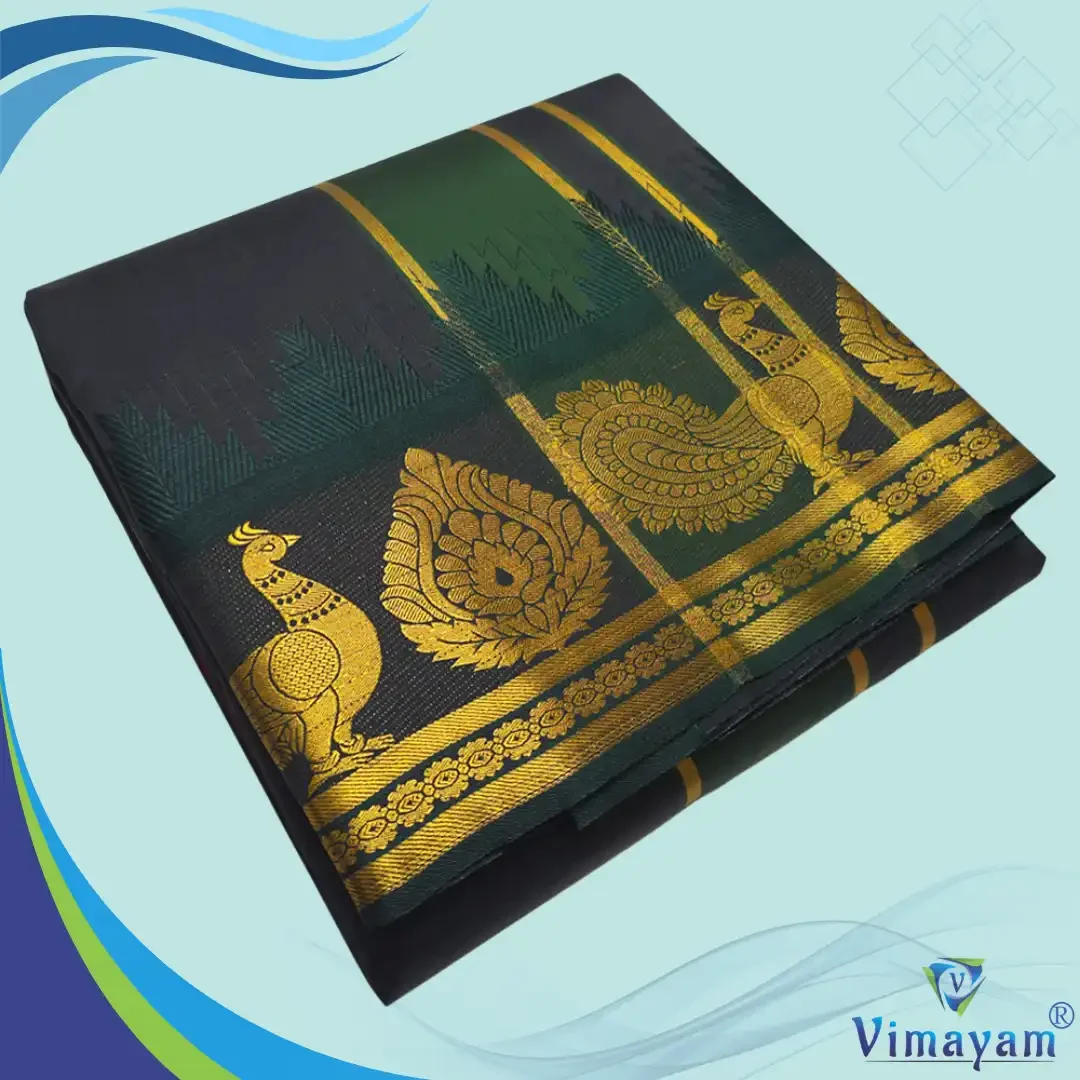 Black Soft Silk Premium Quality Dhoti Towel 9X5