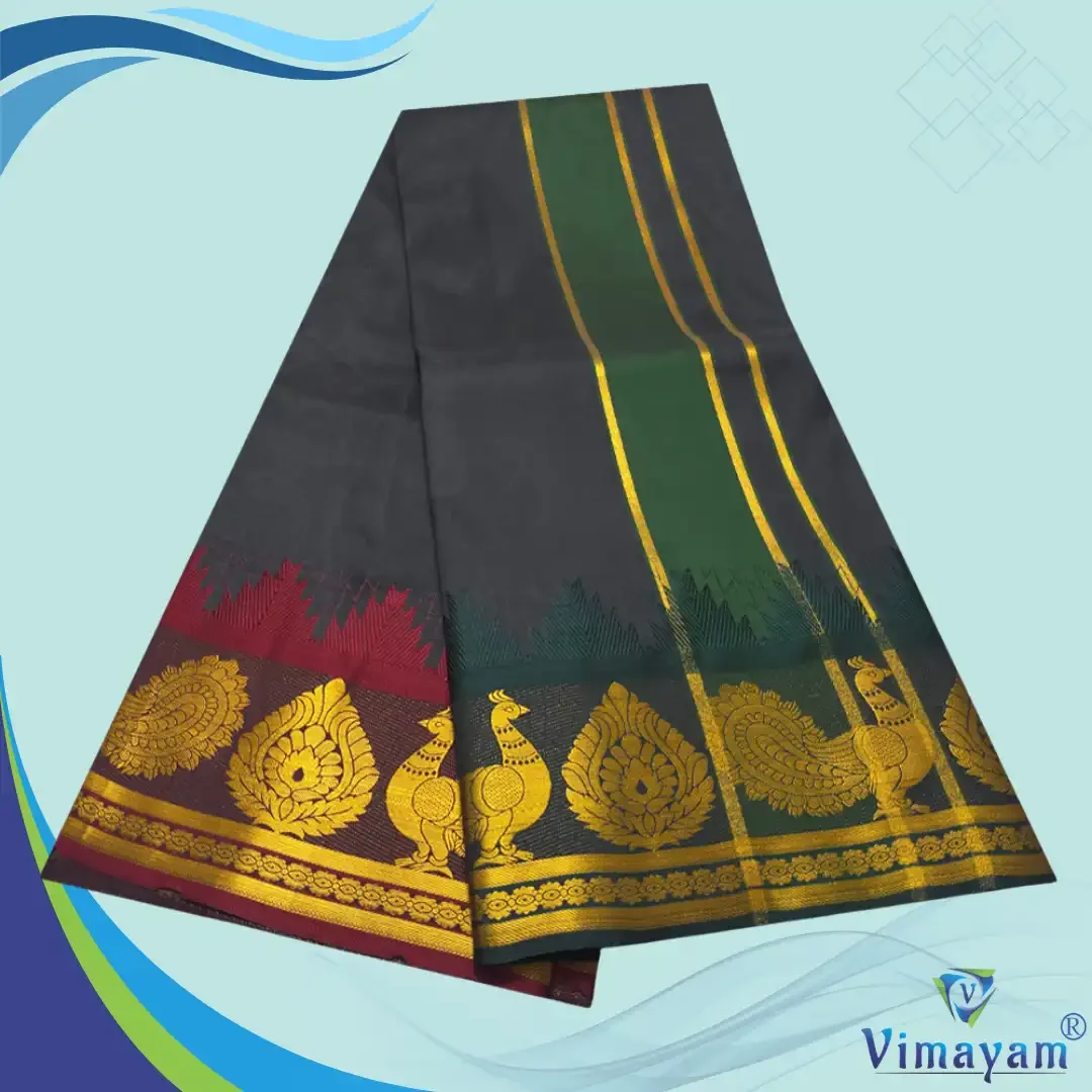 Black Soft Silk Premium Quality Dhoti Towel 9X5 2