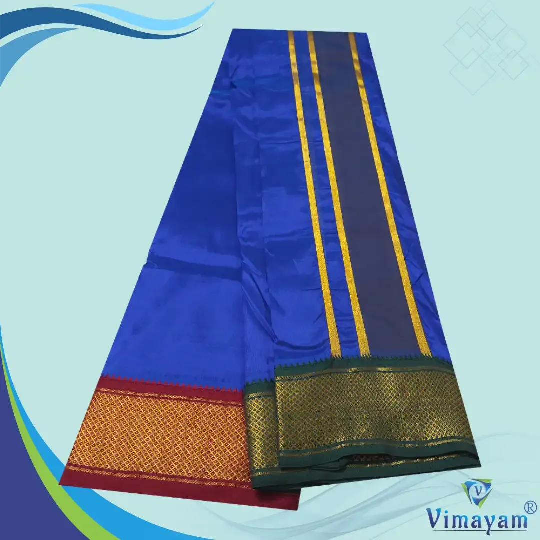 Blue Colour Art Silk MayilKan Colour Dhoti 2