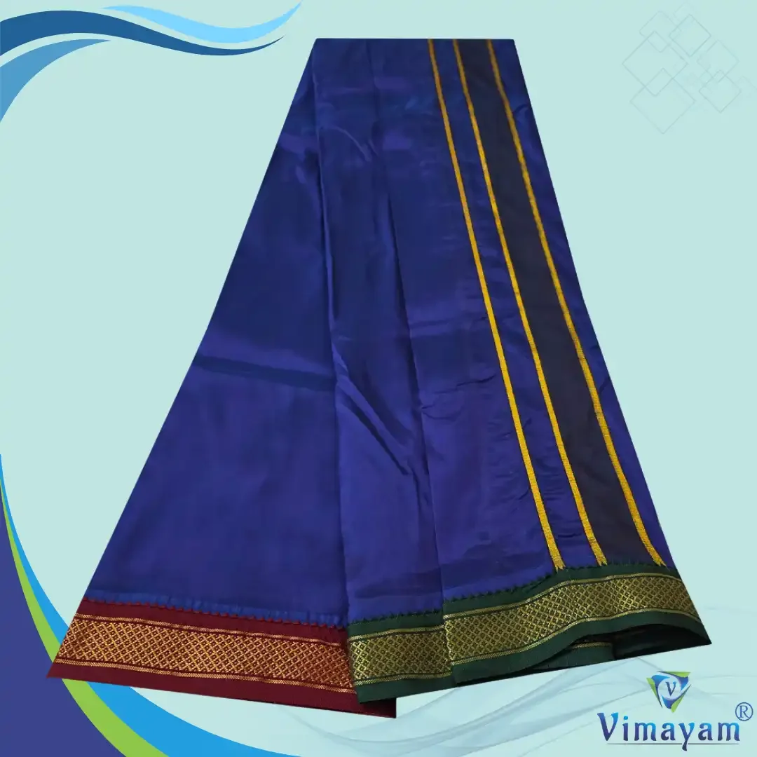 Blue Colour art Silk MayilKan Colour Dhoti 2