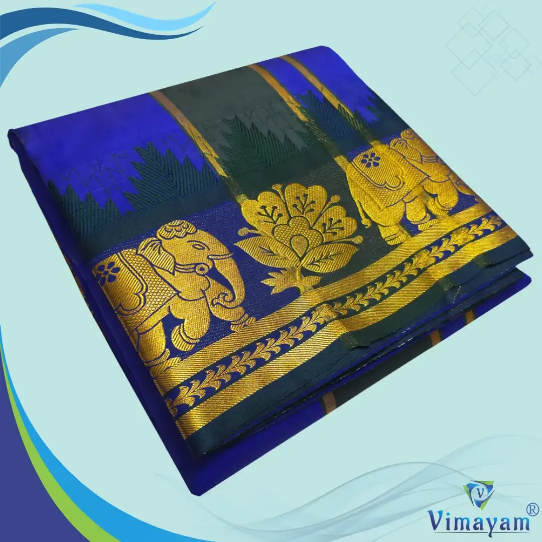 Blue Soft Silk Premium Quality Dhoti Towel 9X5
