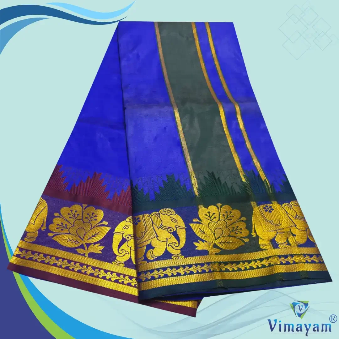 Blue Soft Silk Premium Quality Dhoti Towel 9X5 3