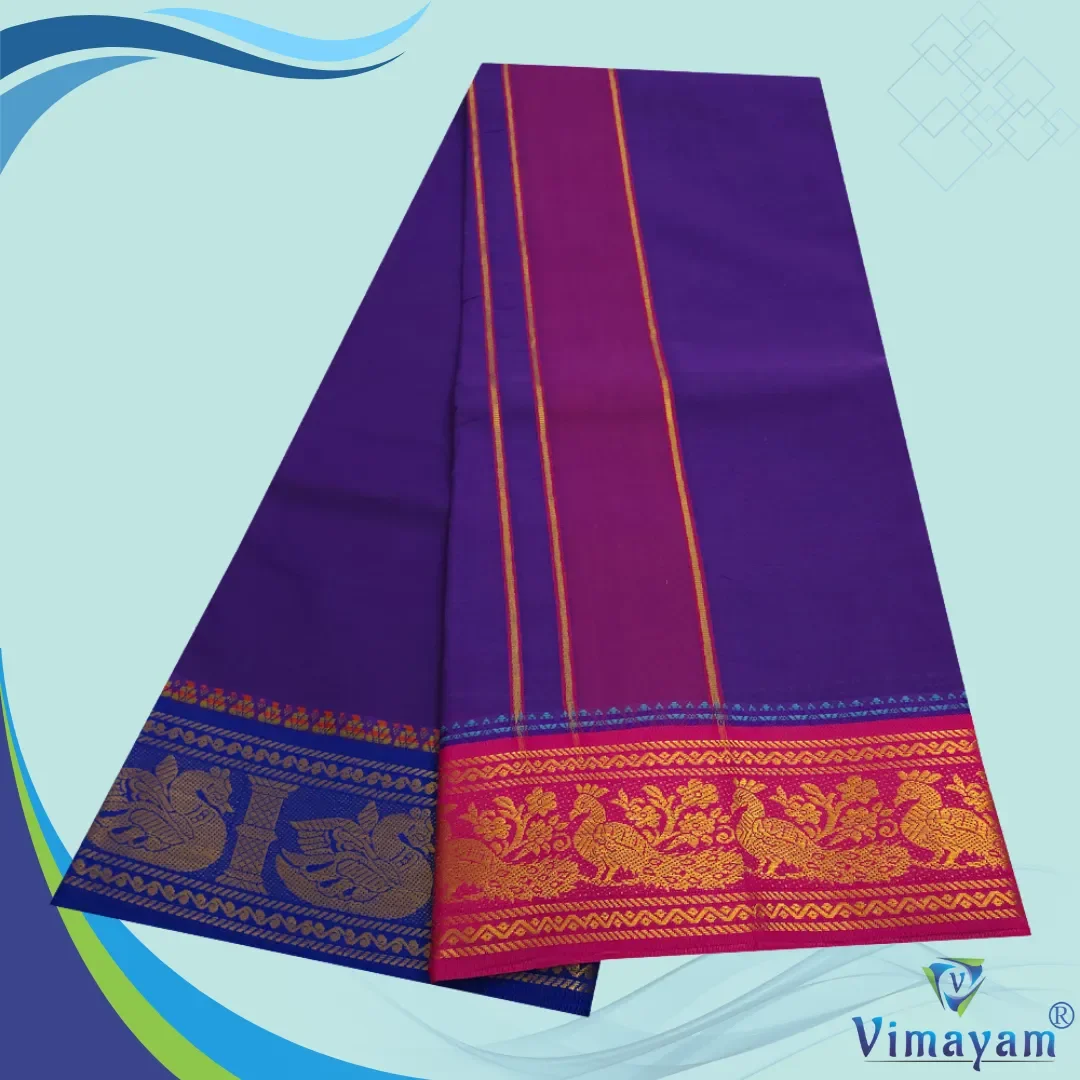 Violet Color Premium Cotton 5 Inch Designed Border Dhoti 2