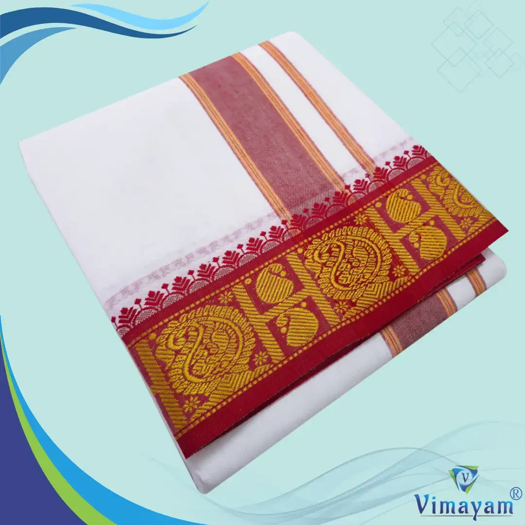 Red and Green Border Dhoti(Assorted Border Designs)