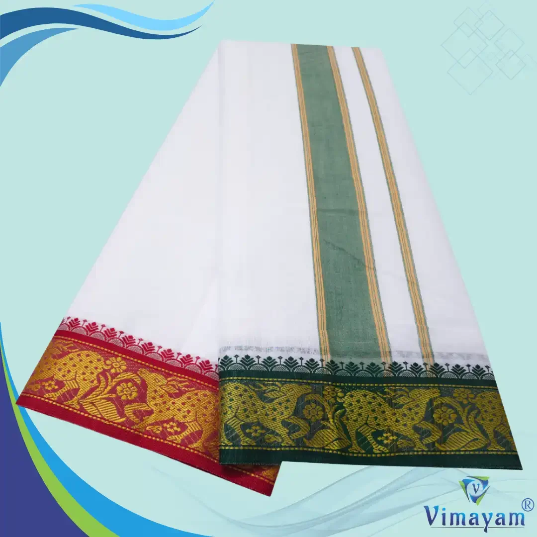 Red and Green Border Dhoti(Assorted Border Designs) 2