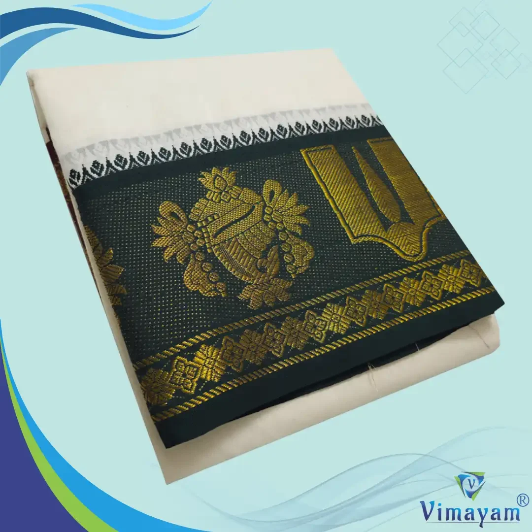 Chakra Namam Designed 7 Inch Border Half White Quality Dhoti