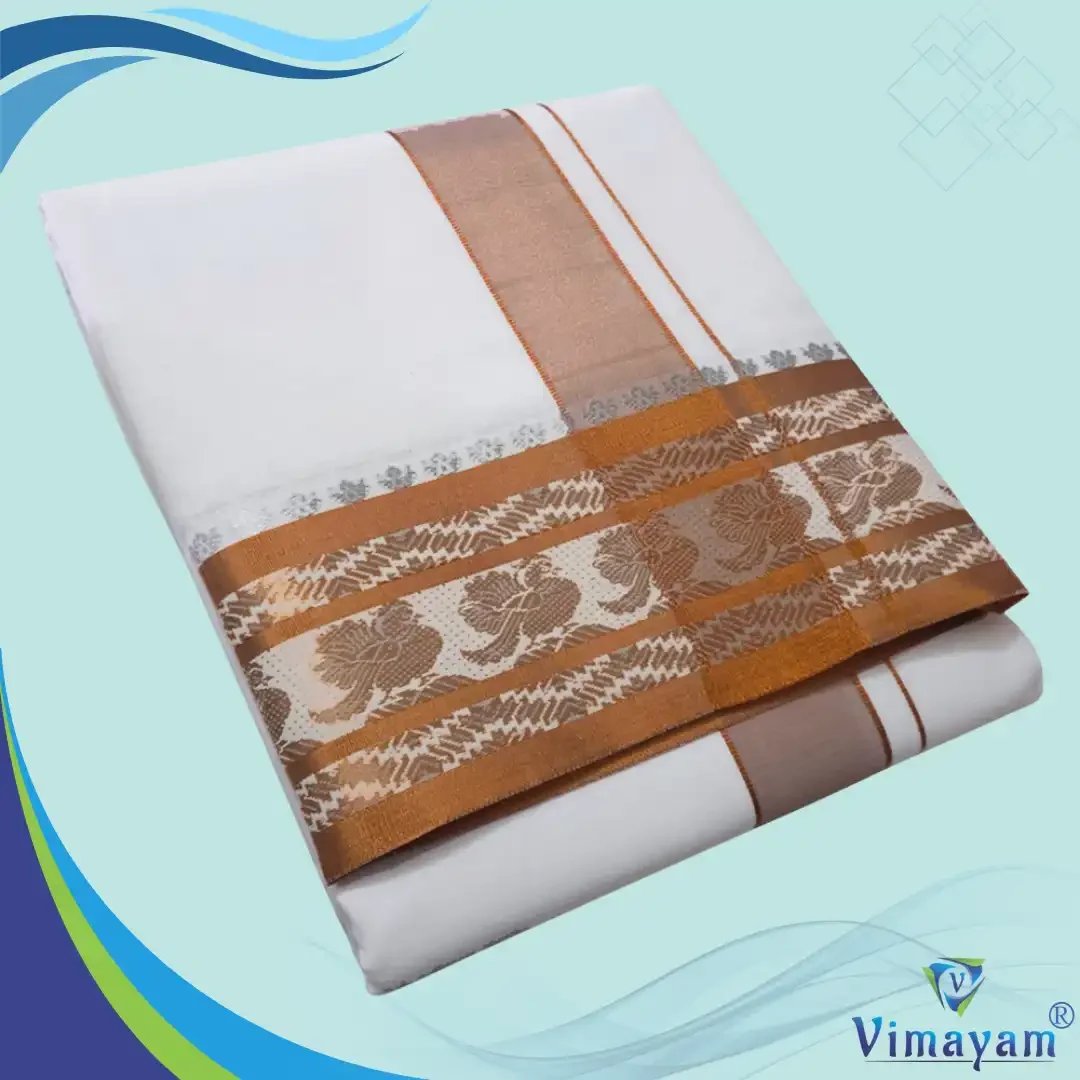 Copper Zari Border Cotton Premium Quality Dhoti