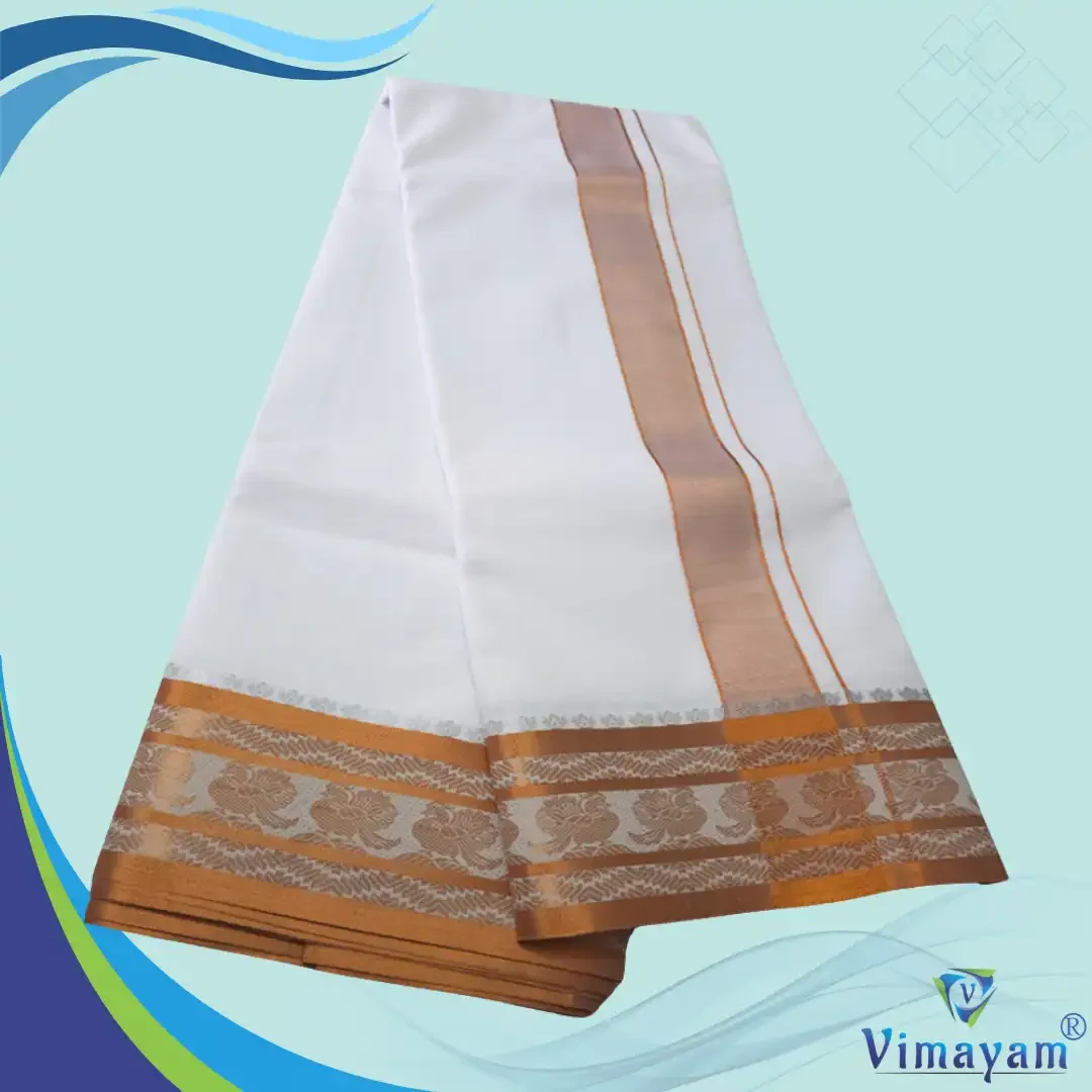 Copper Zari Border Cotton Premium Quality Dhoti 2