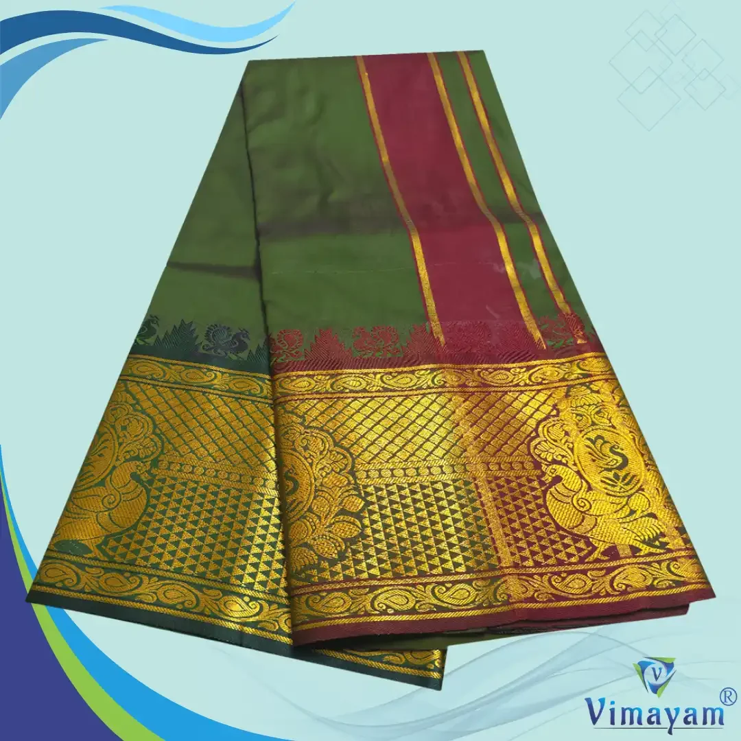 Dark Green Colour Soft Silk 9 Inch Border(Assorted Border designs) 2