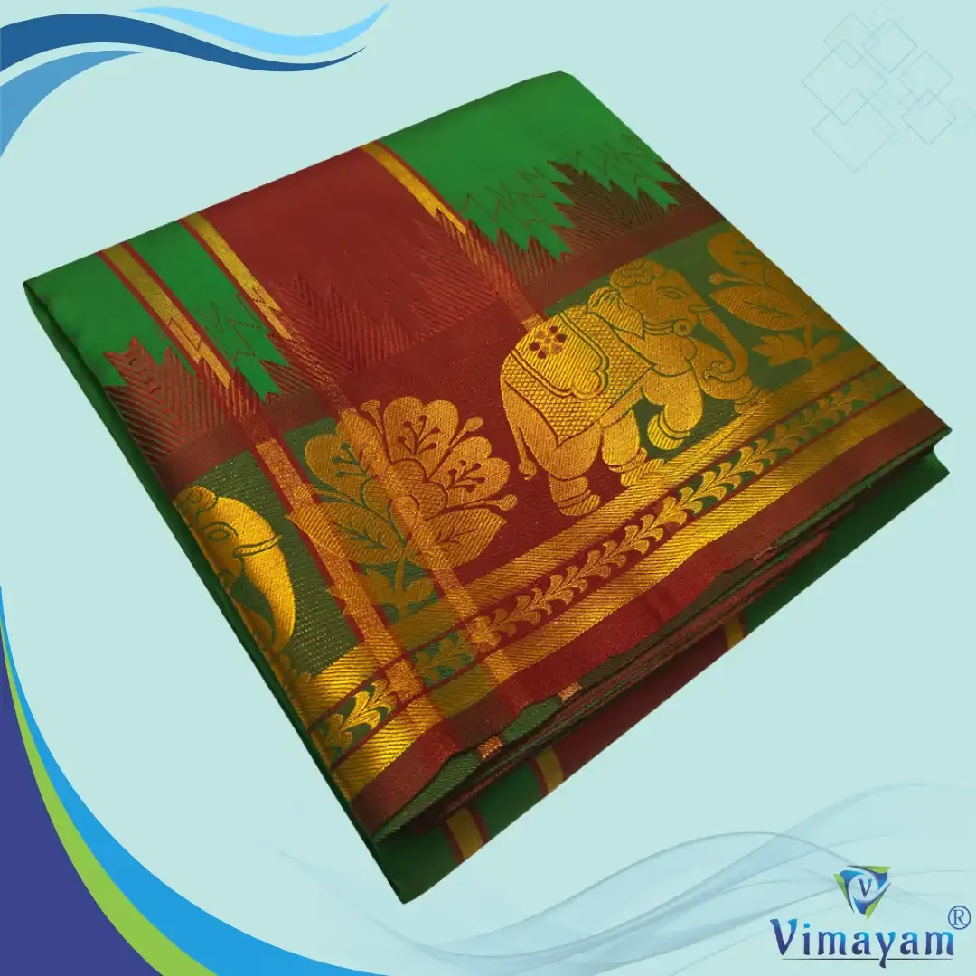 Dark Green Soft Silk Premium Quality Dhoti Towel 9X5