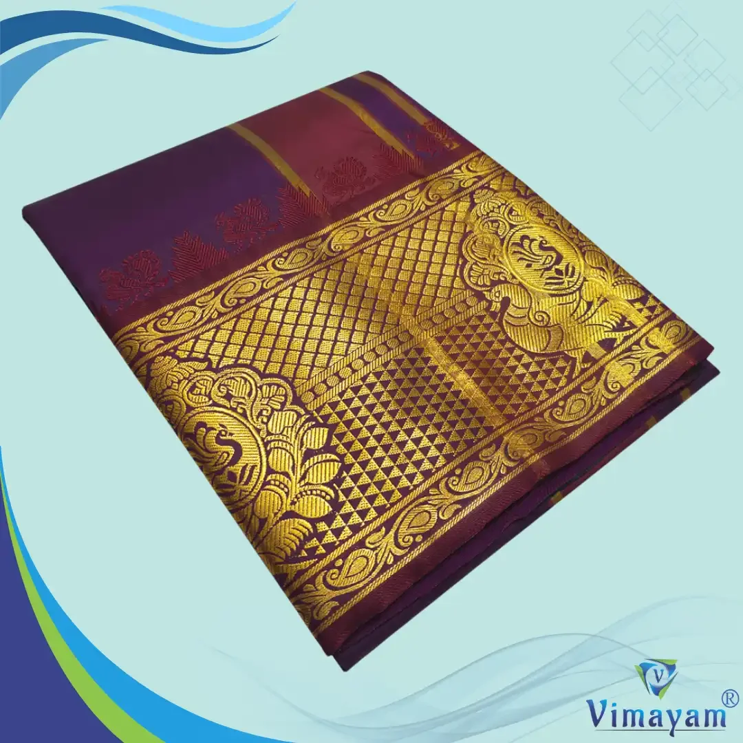 Dark Purple Colour Soft Silk 9 Inch Border(Assorted Border designs)