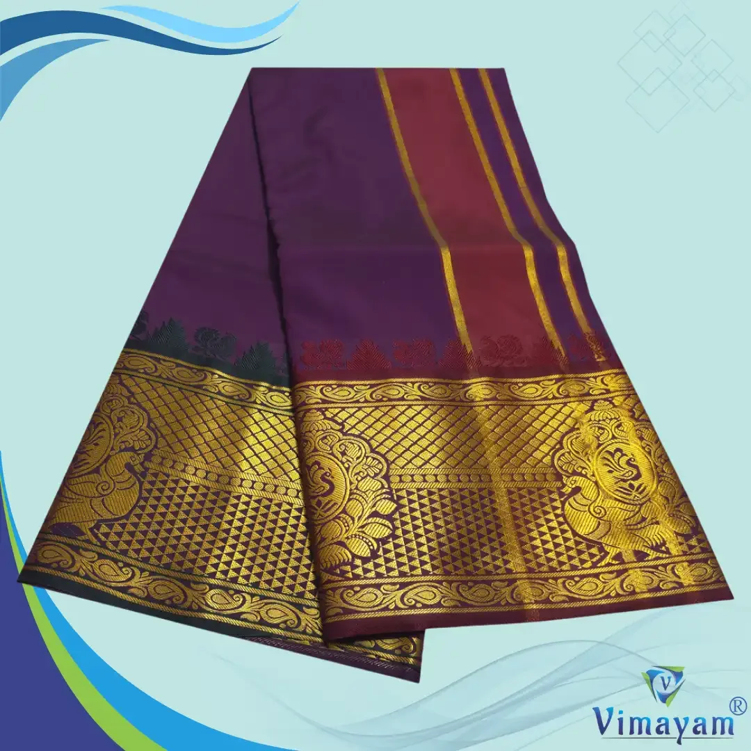 Dark Purple Colour Soft Silk 9 Inch Border(Assorted Border designs) 2