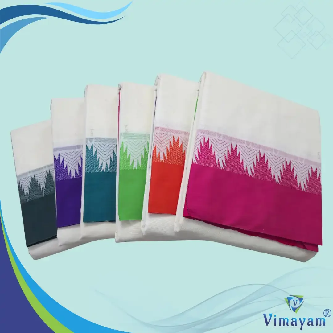 Double Color 4 Inch Fancy Temple Border Dhoties(Assorted Border)