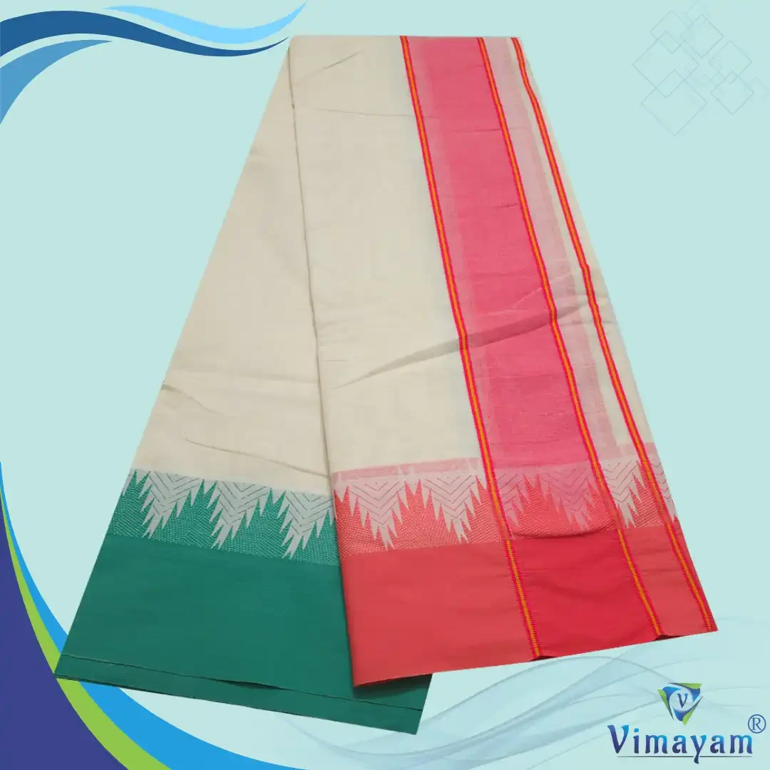 Double Color 4 Inch Fancy Temple Border Dhoties(Assorted Border) 3