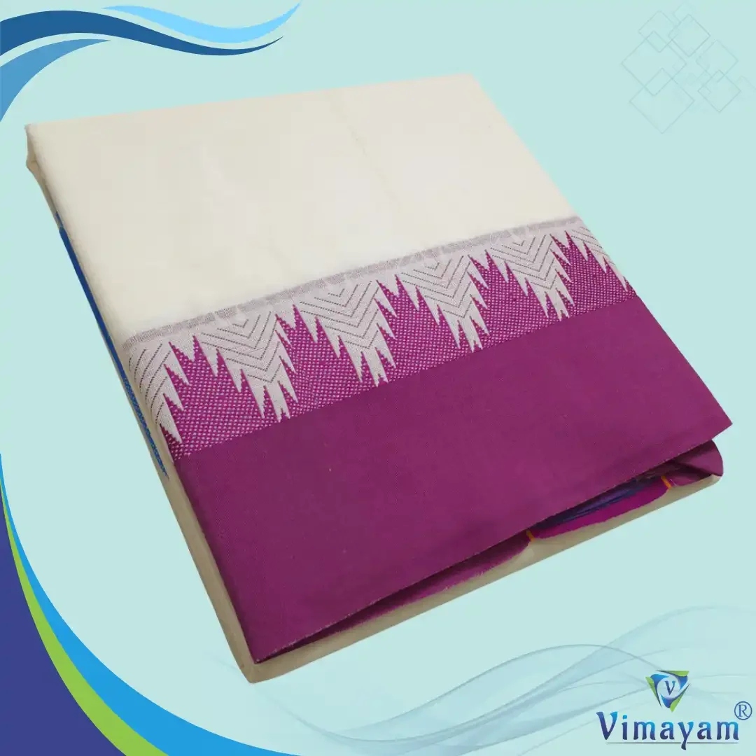 Double Color 4 Inch Fancy Temple Border Dhoties(Assorted Border) 5