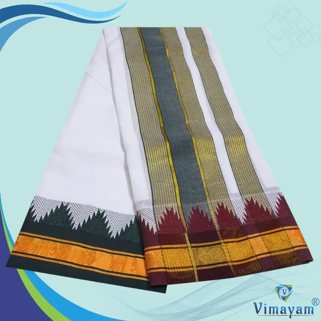 Double Colour Fancy Border Vaishnava Dhoti 9X5 2