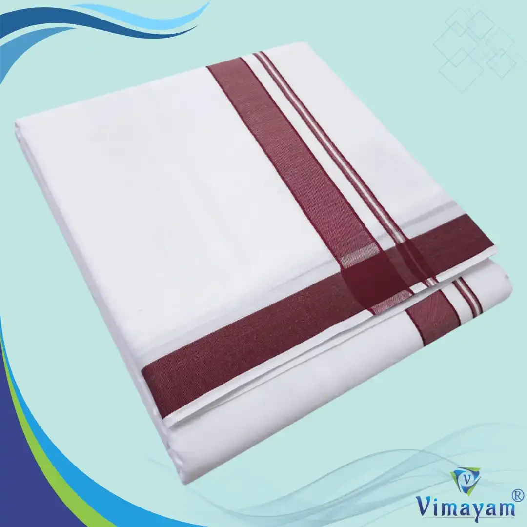 1 Inch Gundanji Maroon Border Dhoti