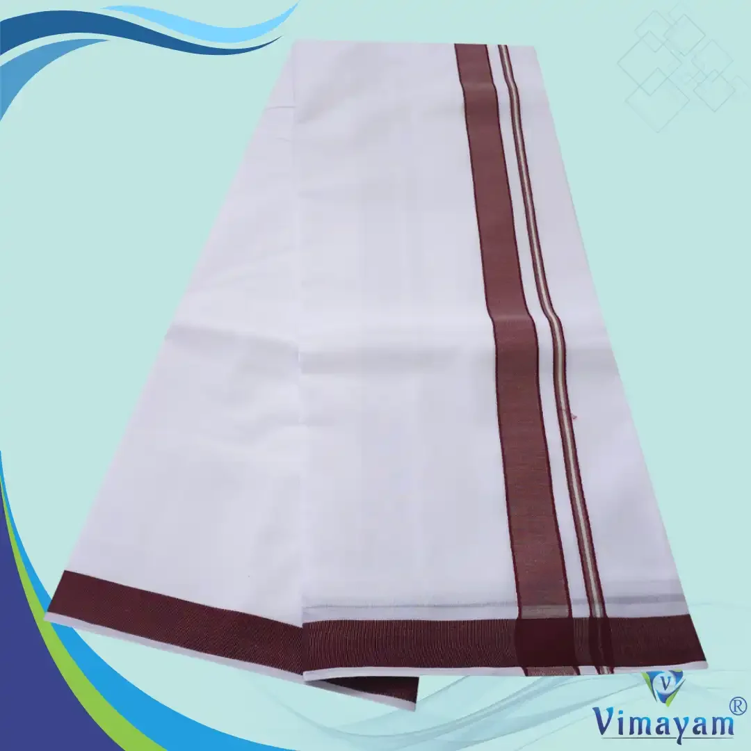 1 Inch Gundanji Maroon Border Dhoti 2