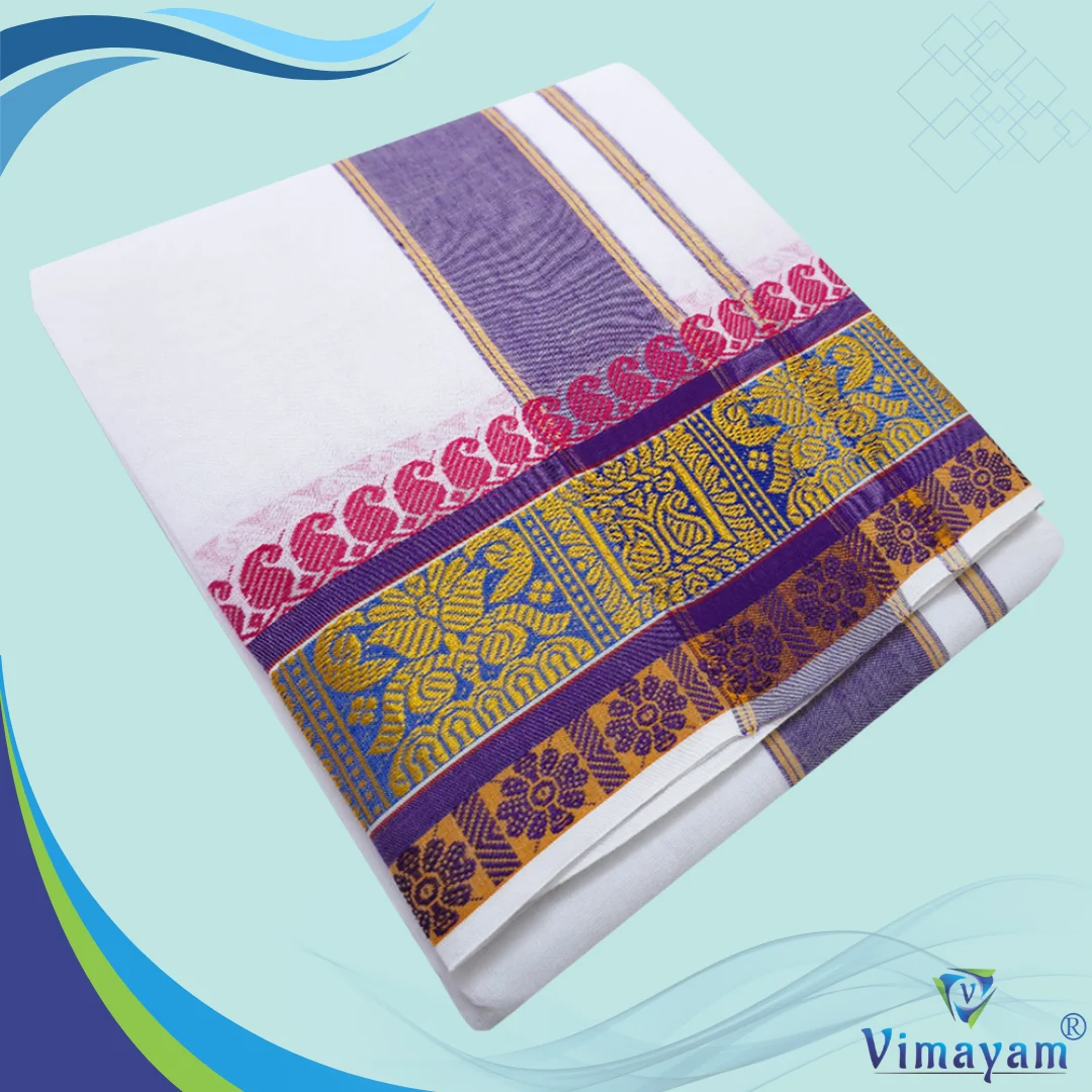 Dual Flower Designed Pure Cotton Dhoti Premium Quality