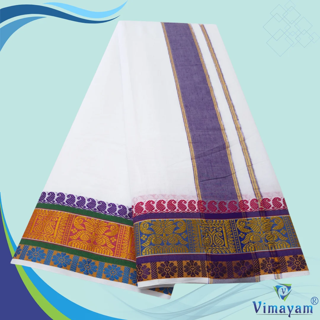 Dual Flower Designed Pure Cotton Dhoti Premium Quality 2