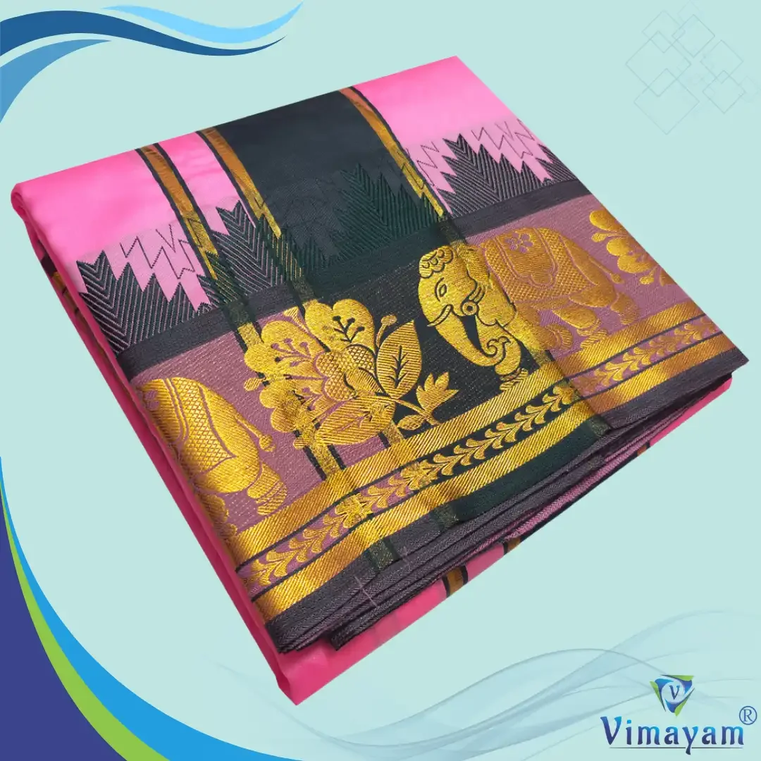 Dark Rose Soft Silk Premium Quality Dhoti Towel 9X5