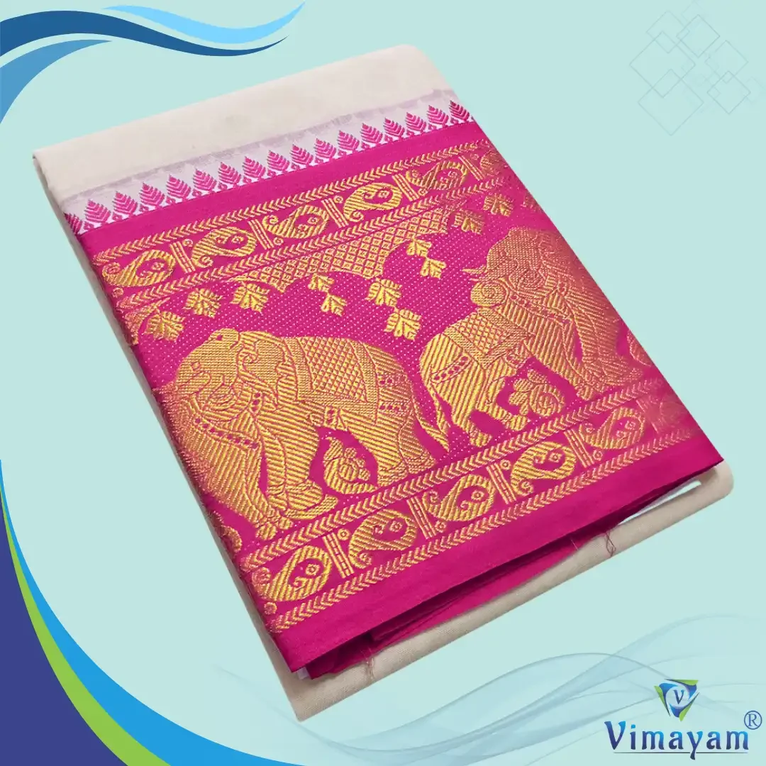 Elephant Designed 10″ Border Premium Quality Dhoti