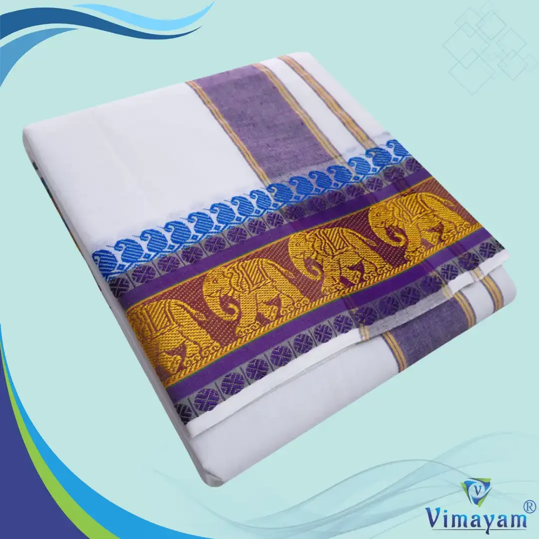 Elephant Designed Pure Cotton Dhoti Premium Quality