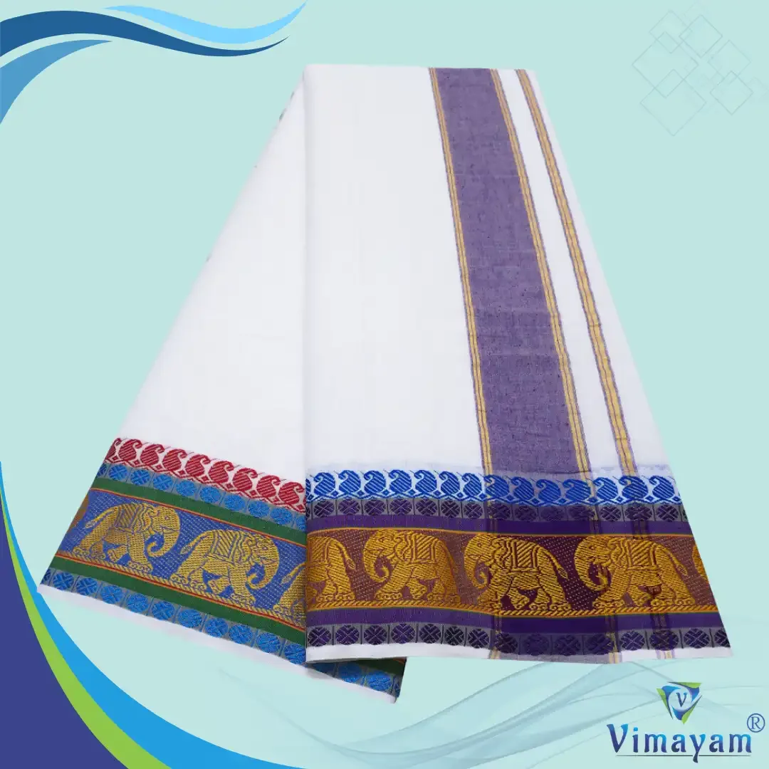 Elephant Designed Pure Cotton Dhoti Premium Quality 2