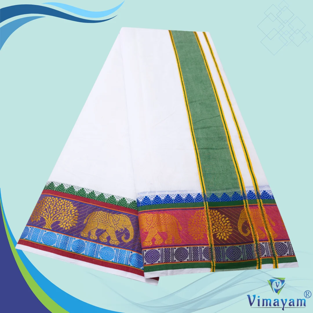 Elephant Flower Designed Pure Cotton Dhoti Premium Quality 2