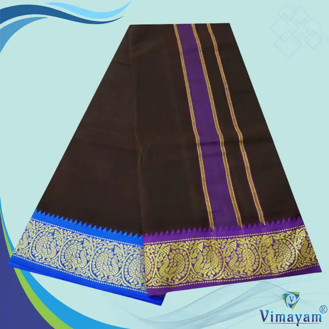 Elephant Grey Cotton Colour Fine Quality Dhoti 3 Inch Border 2
