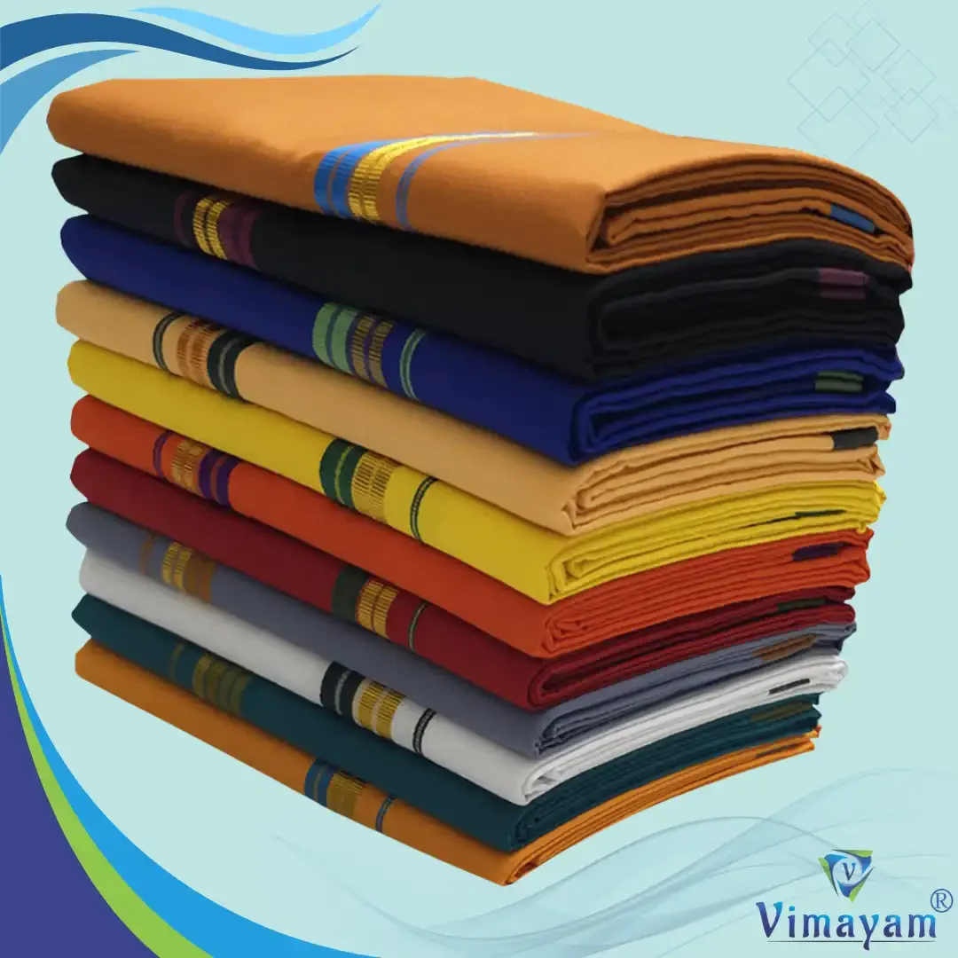 Fancy Border Rich Cotton Colour Dhoti 2 Meter(Assorted Borders)