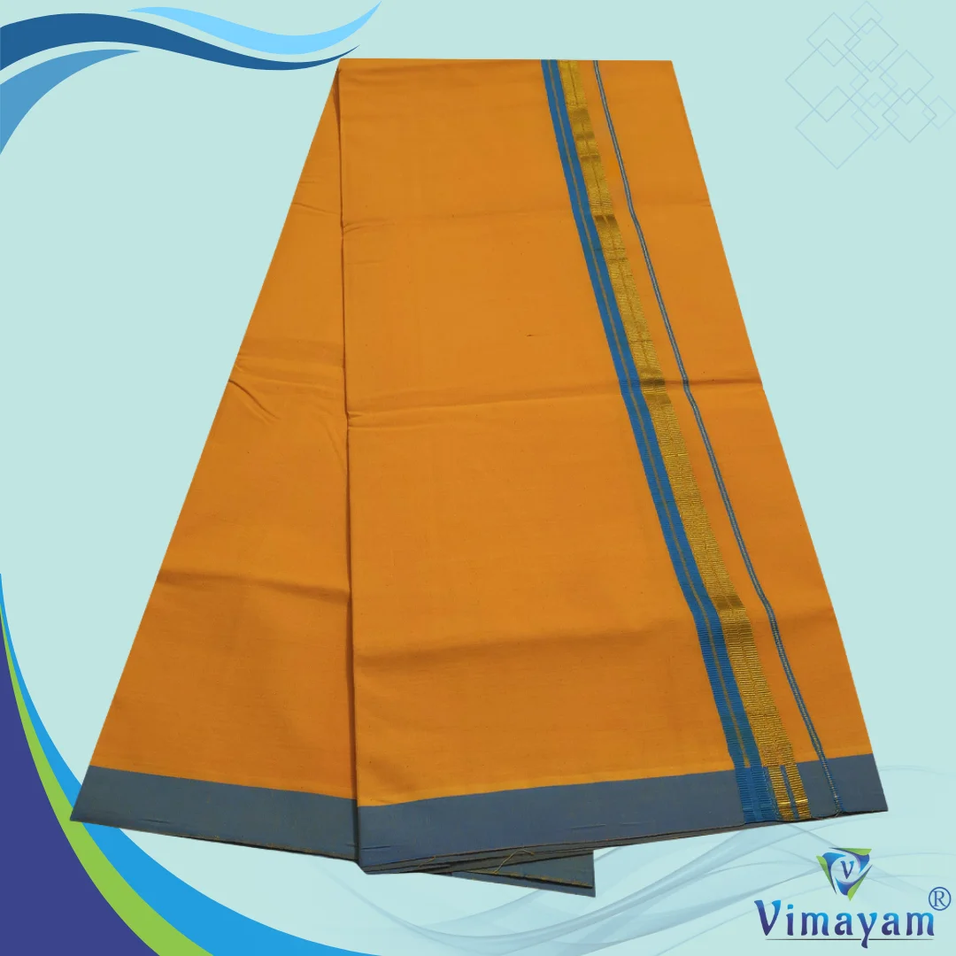 Fancy Border Rich Cotton Colour Dhoti 2 Meter(Assorted Borders) 11