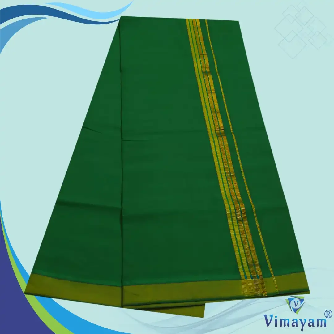 Fancy Border Rich Cotton Colour Dhoti 2 Meter(Assorted Borders) 3