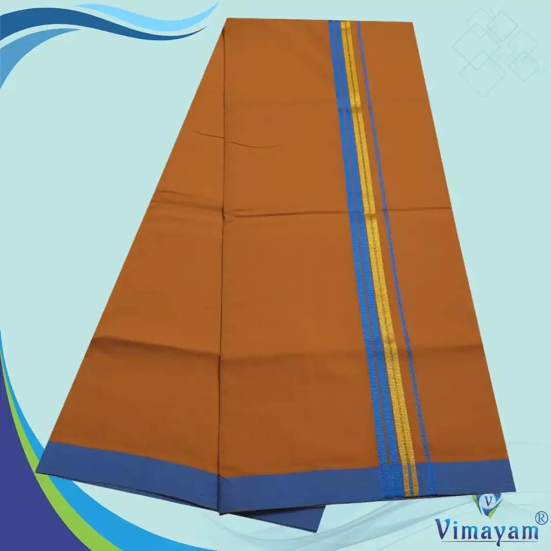 Fancy Border Rich Cotton Colour Dhoti 2 Meter(Assorted Borders) 4