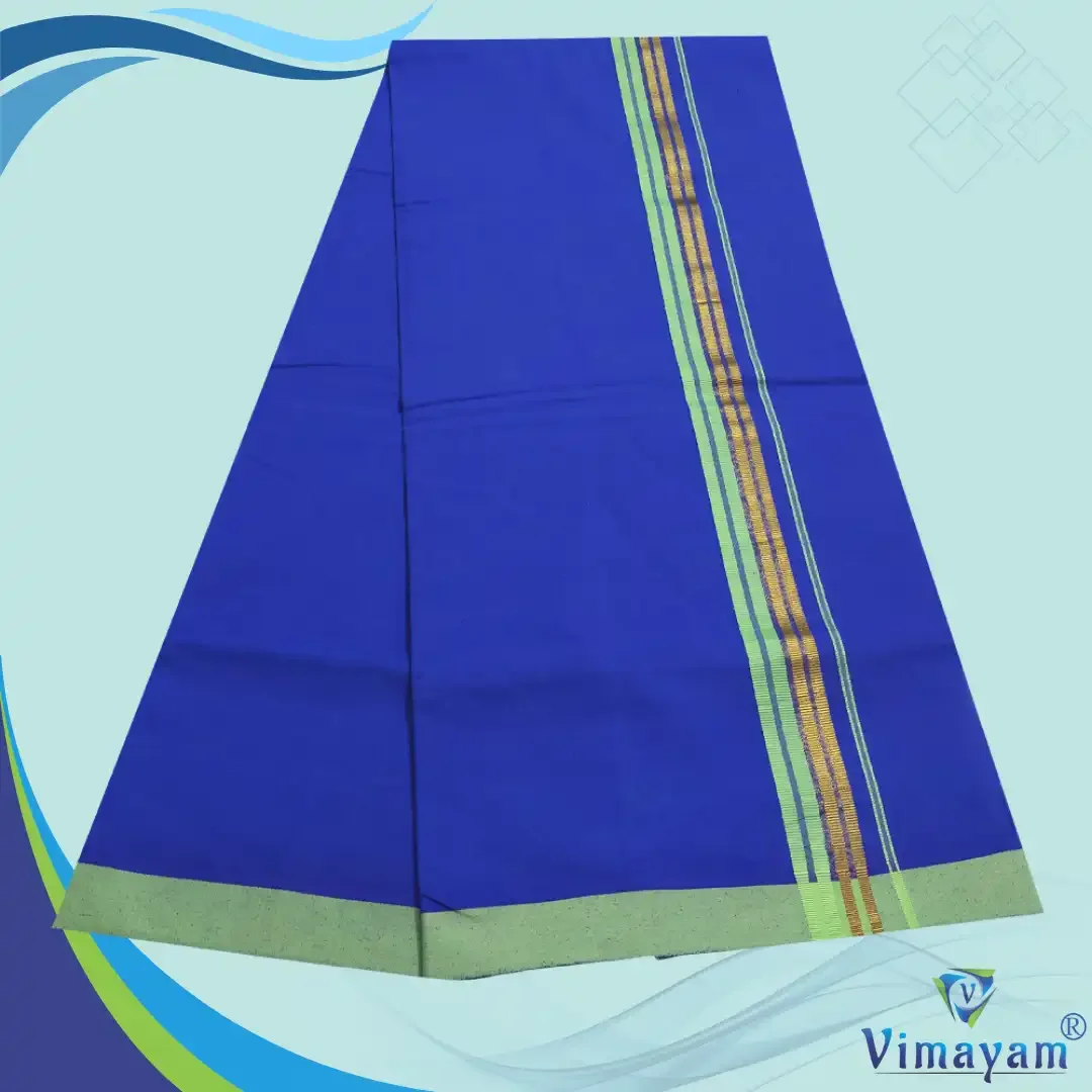 Fancy Border Rich Cotton Colour Dhoti 2 Meter(Assorted Borders) 5
