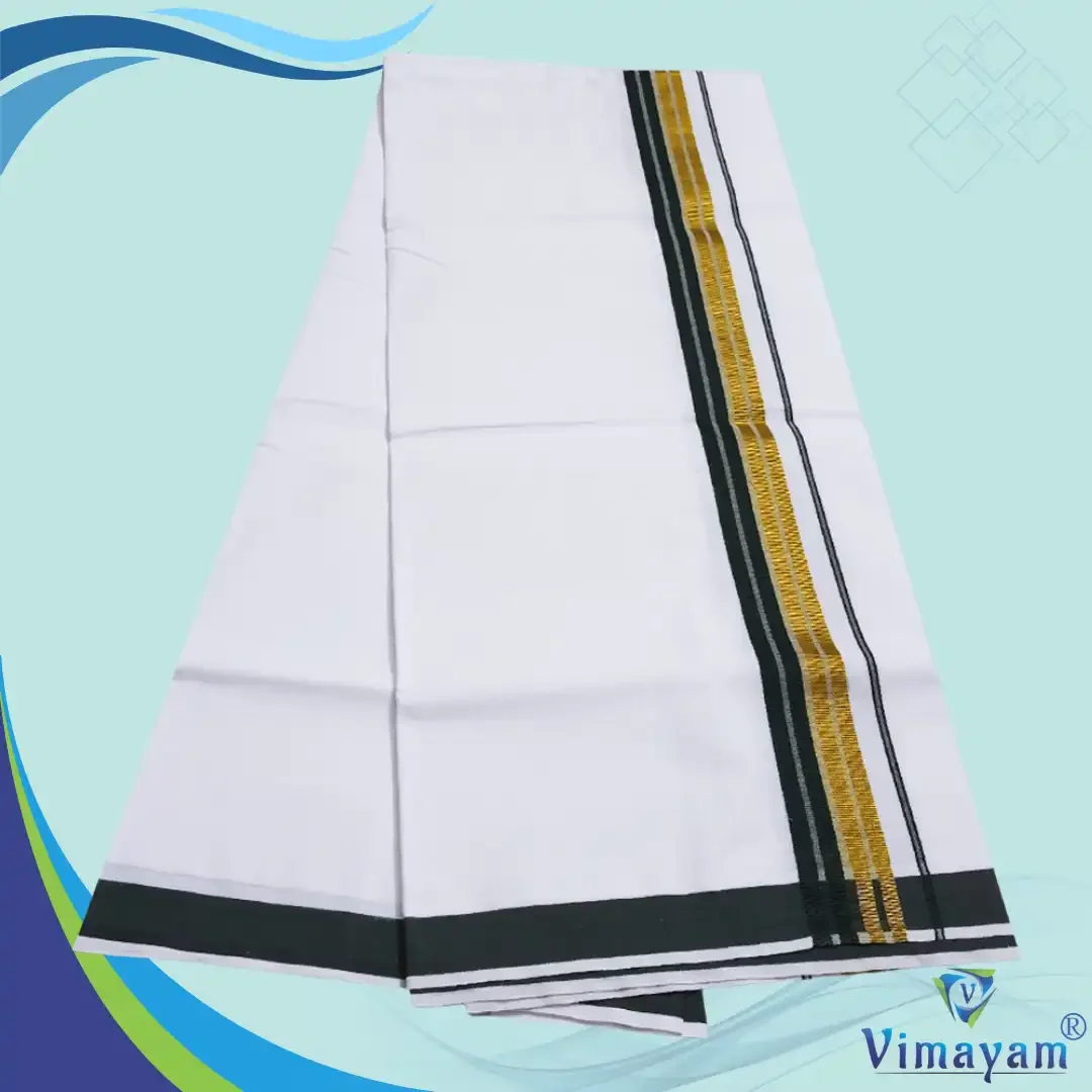 Fancy Border Rich Cotton Colour Dhoti 2 Meter(Assorted Borders) 6