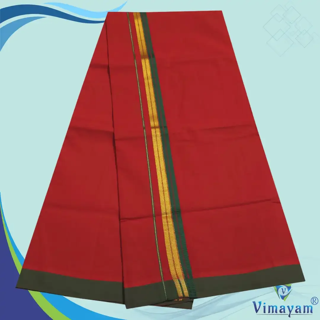 Fancy Border Rich Cotton Colour Dhoti 2 Meter(Assorted Borders) 7