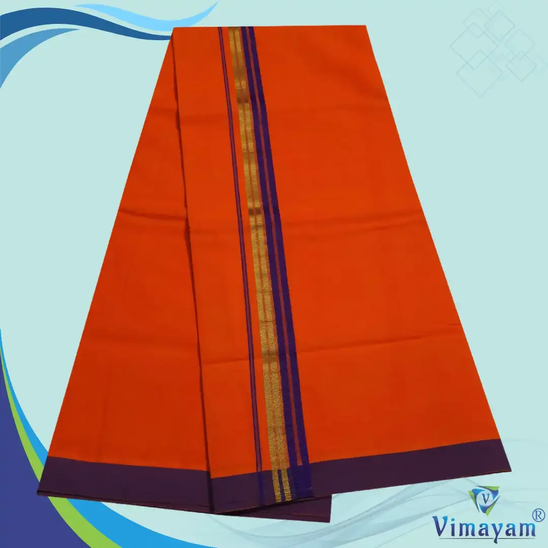 Fancy Border Rich Cotton Colour Dhoti 2 Meter(Assorted Borders) 9