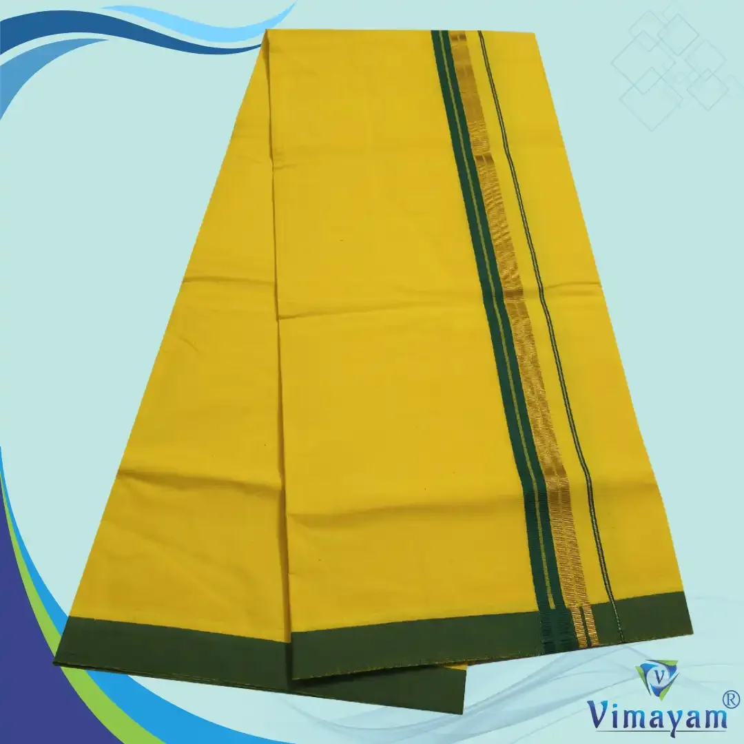Fancy Border Rich Cotton Colour Dhoti 2 Meter(Assorted Borders) 10