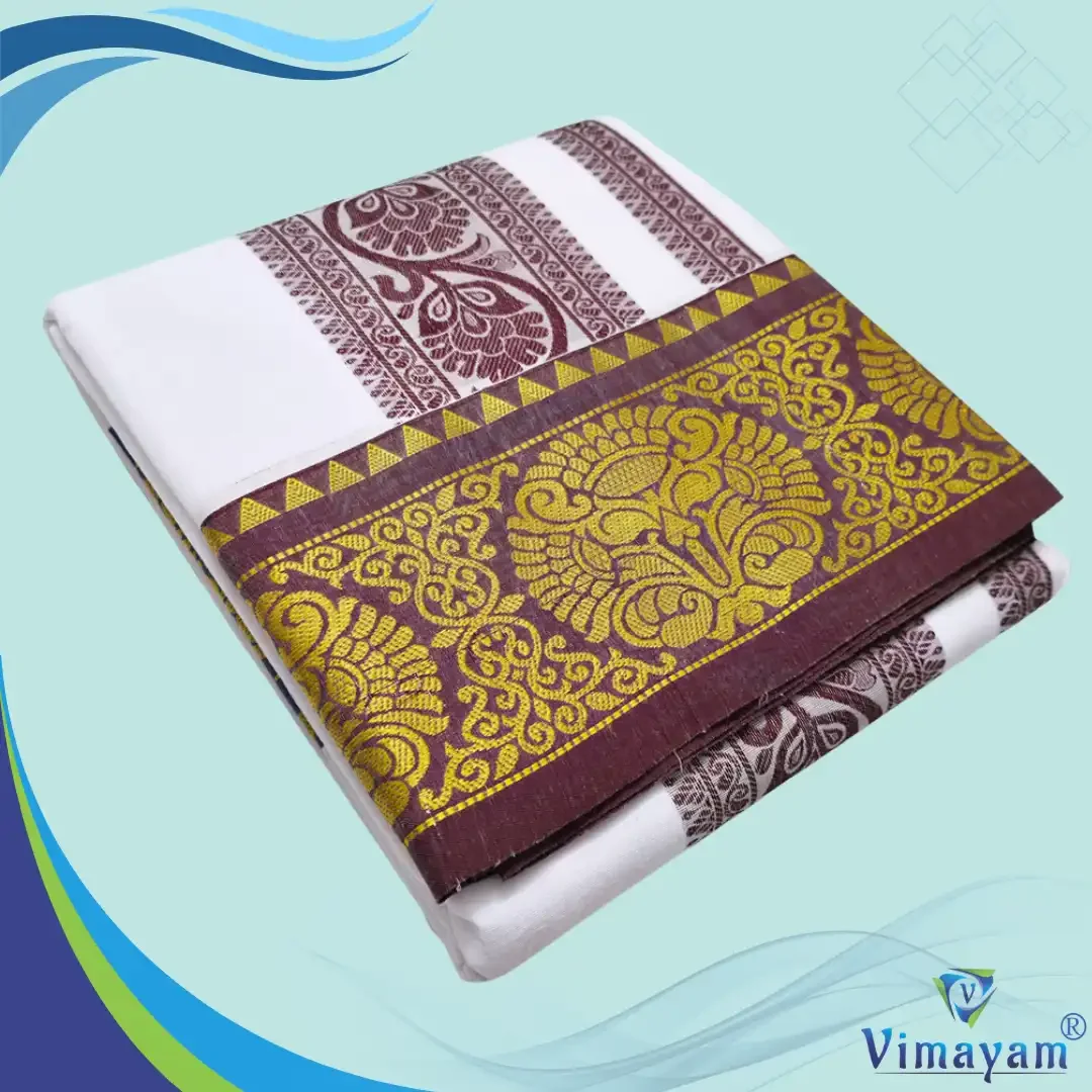Fancy Design Embose white Premium Quality Cotton Dhoti 9X5