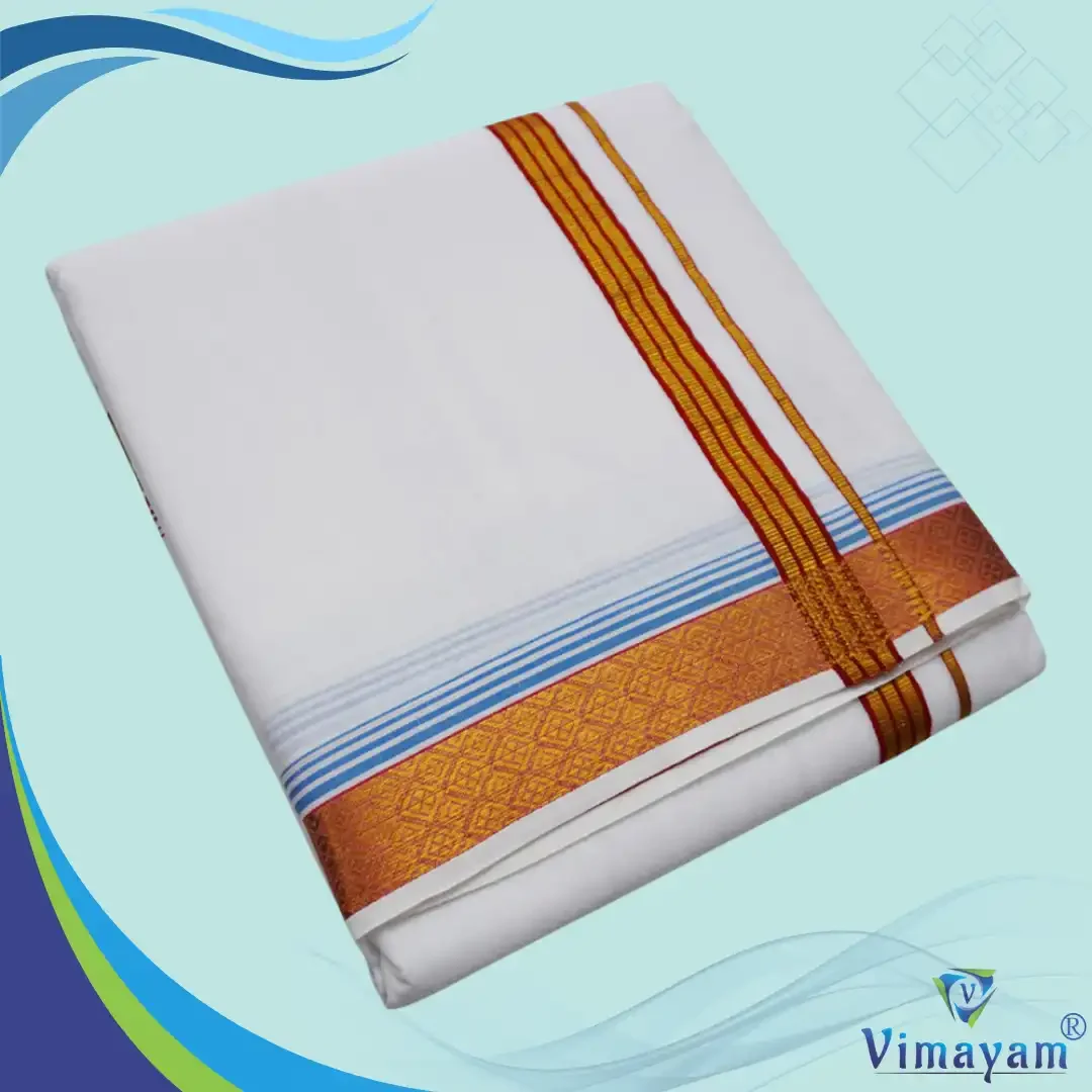 Fancy Diamond Designed 2″ Border Premium Quality Dhoti